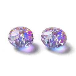 ガラス k9 ガラス  模造オーストリアクリスタルビーズ  多面カット  ロンデル  蘭  8x6mm  穴：1mm&nbsp;GLAA-H024-09A