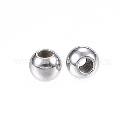 変色しにくい304ステンレススチールスペーサービーズ  ラウンド  ステンレス鋼色  3x2mm  穴：1mm&nbsp;STAS-E147-30P