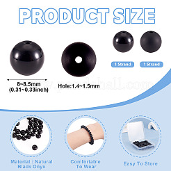 2 Strands 2 Styles Natural Black Onyx(Dyed & Heated) Beads Strands&nbsp;G-TA0003-52-8mm
