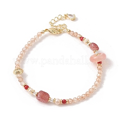 Natural Strawberry Quartz & Agate & Natural Pearl Beaded Bracelets&nbsp;BJEW-C068-08G