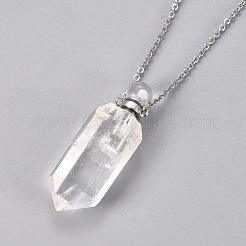 Natural Quartz Crystal Openable Perfume Bottle Pendant Necklaces&nbsp;G-K295-C-P