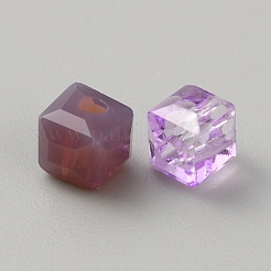 模造人工クリスタルガラスビーズ  多面カットキューブ  混合スタイル  パープル  4x4x4mm  穴：1.2mm  約100個/袋&nbsp;FIND-SZC0015-01B-08