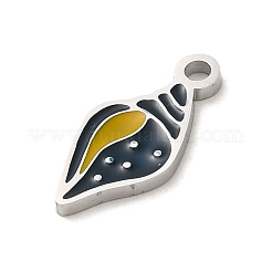 304ステンレススチールエナメルペンダント  レーザー切断  コンクチャーム  ステンレス鋼色  16.5x7.5x1.5mm  穴：1.8mm&nbsp;STAS-Q301-05P