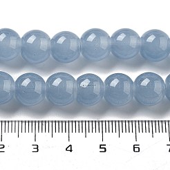 イミテーションジェードガラスラウンドビーズ連売り  ライトスチールブルー  10x9mm  穴：1.4mm  約40個/連  14.76''（37.5センチメートル）&nbsp;LS-GLAA-A016-01D