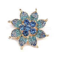 ラインストーンピン  衣類用合金ラペルピン  花  アクアマリン  43x42.5mm&nbsp;JEWB-I042-02KCG