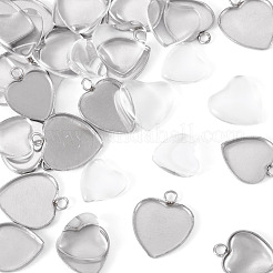 DIY 304 Stainless Steel Heart Pendant Making Kits&nbsp;DIY-TA0014-45