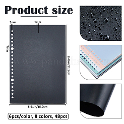 48個 8色 PPプラスチックバインダー仕切り  プランナー、ノート、ルーズリーフバインダー用のインデックスページタブ  長方形  ミックスカラー  215x150x1mm  穴：5/7mm  6個/カラー&nbsp;DIY-FH0010-99
