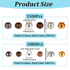3300個の真鍮つぶし玉  チューブ  ミックスカラー  1.5~2mm&nbsp;KK-PA0001-16