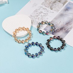 女性用ガラス オーバル ビーズ ストレッチ ブレスレット  ミックスカラー  内径：2-1/8インチ（5.3cm）&nbsp;BJEW-JB08274