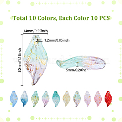100Pcs 10 Colors Handmade Lampwork Gold Foil Frosted Pendants&nbsp;LAMP-GA0001-15