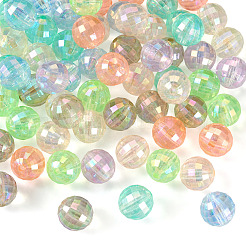 60 個 6 色 UV メッキレインボー虹色アクリルビーズ  多面カット  ラウンド  ミックスカラー  16x16mm  穴：2.5mm  10個/カラー&nbsp;OACR-TA0001-21