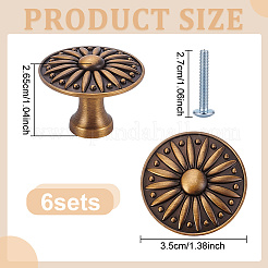 Round with Flower Alloy Cabinet Pull Handle&nbsp;FIND-WH0173-535