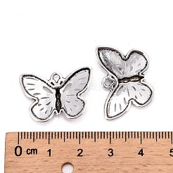 合金のチベット風チャーム  カドミウムフリー＆ニッケルフリー＆鉛フリー  蝶  アンティークシルバー  17x25x3mm  穴：2mm&nbsp;TIBEP-12742-S-FF
