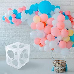 Ppプラスチック測定ボックス  気球サイズ測定用  正方形  ホワイト  完成品：30x30x22.5cm&nbsp;KY-WH0024-23