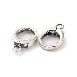 スターリングシルバー製スプリングゲートクラスプ925個  オーバル  アンティークシルバー  12x8x2.5mm  穴：1.4mm  内径：6x5mm&nbsp;STER-D036-11AS