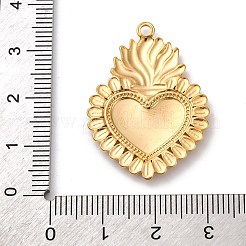 304ステンレススチールエナメルペンダント  神聖な心のチャーム  18KGP本金メッキ  33x24x2.5mm  穴：2mm&nbsp;STAS-D362-01G-05