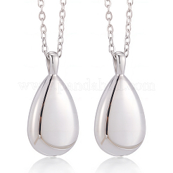 2Pcs 201 Stainless Steel Teardrop Memorial Urn Ashes Pendant Necklaces&nbsp;NJEW-CN0001-21S
