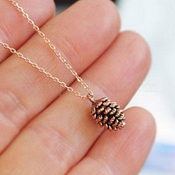 Tibetan Style Alloy Pine Cone Pendant Necklaces for Women&nbsp;WH-WGD31B5-01