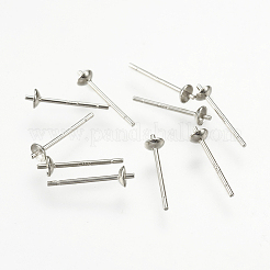 ロジウムメッキ 925 スターリングシルバー スタッド イヤリングのパーツ  ピアスポスト  プラチナ  13x0.9~3mm&nbsp;LS-STER-K037-007A