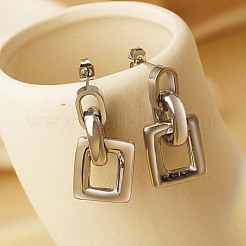 Stylish 304 Stainless Steel Irregular Rectangle Dangle Stud Earrings&nbsp;BP9189