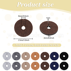 フェルトワイングラスチャーム70色7個  ワイングラスマーカー  ラウンド  ミックスカラー  25x3.5mm  10個/カラー&nbsp;AJEW-PH0006-40B