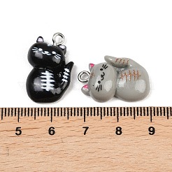 10個5色不透明樹脂ペンダント  猫の形のチャーム  プラチナ鉄ループ付き  ミックスカラー  23x14.5x7mm  穴：1.8~2mm  2個/カラー&nbsp;RESI-L051-02P