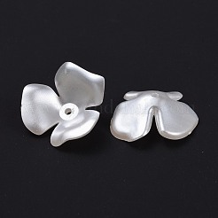花の模造パールのアクリルビーズキャップ  3花びら  ホワイト  22x6.5mm  穴：1mm&nbsp;X-OACR-L004-7226