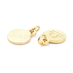 金メッキ304ステンレススチールチャーム  星座模様のフラットラウンド  天秤座  13.5x10x1mm  丸カン：5x1ミリ  穴：3mm&nbsp;STAS-C022-01I-G