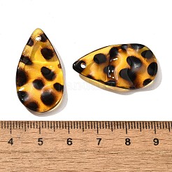 透明なアクリルパーツ  ヒョウプリント模様  ティアドロップ  30x16.5x3.5mm  穴：1.8mm&nbsp;OACR-D303-01G