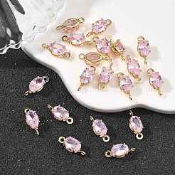 SHEGRACE Brass Pave Cubic Zirconia Oval Connector Charms&nbsp;XGRQ2O174-437B-G