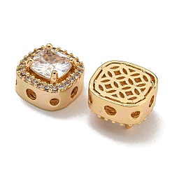 Brass Micro Pave Cubic Zirconia Beads&nbsp;KK-U037-01G-02