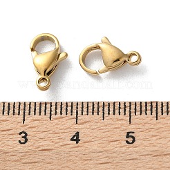 304ステンレススチール製ロブスタークロウ留め金  18KGP本金メッキ  12x7.5x3.5mm  穴：1.5mm&nbsp;X-STAS-V007-01C-G