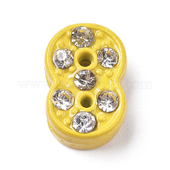 合金ラインストーンスライドチャーム  スプレー塗装  個性的ジュエリーブレスレット用  ミックスカラー  NUM。8  11x7x4.5mm  穴：8x1.5mm&nbsp;PALLOY-WH0070-23H