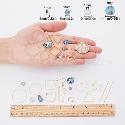 キットを作るDIYイヤリング  真鍮製のビーズフレームとリンキングリングを含む  304ステンレスペンダント  電気メッキガラスビーズ  ミックスカラー&nbsp;DIY-SC0001-21