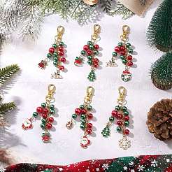 6Pcs Christmas Alloy Enamel Pendant Decorations&nbsp;HJEW-JM03684