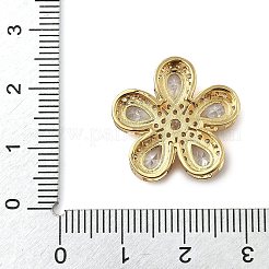 Brass Pave Cubic Zirconia 5-Petal Flower Multi-Strand Links&nbsp;KK-I276-30G-02