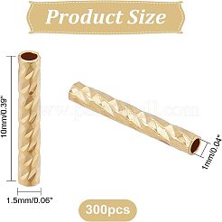 ラックメッキ真鍮製ビーズ  ニッケルフリー  チューブ  18KGP本金メッキ  10x1.5mm  穴：1mm  300個/箱&nbsp;KK-FH0003-81