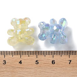 蓄光レインボー虹色メッキ透明アクリルビーズ  暗闇で光るグリッタービーズ  多面カット  クマ  ミックスカラー  18x17x11.5mm  穴：2mm&nbsp;PACR-C007-03