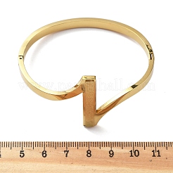 イオンプレーティング（IP）304ステンレススチール製ヒンジ付き女性用バングル  艶消し  18KGP本金メッキ  内径：2-1/4x1-7/8インチ（5.8x4.9cm）&nbsp;BJEW-A011-20G