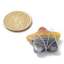 7 Chakra Gemstone Copper Wire Wrapped Pendants&nbsp;PALLOY-TA00050-02