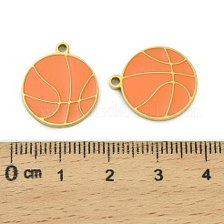 304ステンレスペンダント  エナメル  イオンプレーティング（ip）  18KGP本金メッキ  バスケットボール  18.5x16x2mm  穴：1.6mm&nbsp;STAS-A118-06B-G