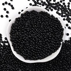 ベーキングペイントガラスのシードビーズ8/0  丸い穴  ティアドロップ  ブラック  3x2mm  穴：1mm  約18750個/ポンド&nbsp;SEED-M012-02A-55