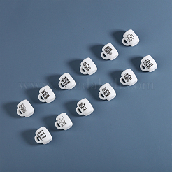 文字模様のシリコンビーズ付き24スタイルカップ12個  ホワイト  20x22x16mm  穴：2mm  内径：8x4mm  2個/スタイル&nbsp;SIL-CA0002-77