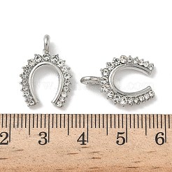 合金ラインストーンペンダント  馬蹄チャーム  鉛フリー＆カドミウムフリー  ラックめっき  プラチナ  19.5x14x2mm  穴：2.4x2.8mm&nbsp;FIND-L024-10P
