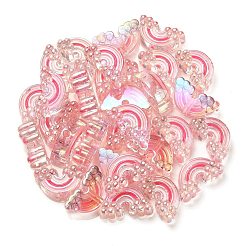 UVメッキレインボー虹色アクリルエナメルビーズ  レインボー  ピンク  17x29x11mm  穴：3.5mm&nbsp;OACR-G012-08E