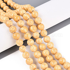 染色された合成化石ビーズ連売り  ラウンド  モカシン  8~8.5x8mm  穴：1mm  約50個/連  15.94''（40.5センチメートル）&nbsp;G-T139-8mm-66B