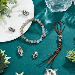 6個6スタイルアロイヨーロピアンビーズ  大穴ビーズ  スカル/ナイト  アンティークシルバー  19~26.5x12~15.5x9~15mm  穴：4~8mm  1個/スタイル&nbsp;FIND-HY0003-30