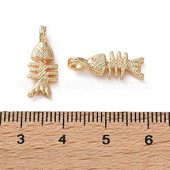 海の真鍮ペンダント  フィッシュボーンのチャーム  18KGP本金メッキ  18.5x7.5x3~4mm  穴：2.5x2mm&nbsp;KK-L266-02B-G