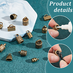 120Pcs 10 Styles Tibetan Style Alloy Cord Ends&nbsp;TIBE-PH0002-20