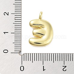 ラックメッキ真鍮バルーンレターペンダント  カドミウムフリー＆鉛フリー  長持ちメッキ  18KGP本金メッキ  文字e  17.5x11.5x4.5mm  穴：2.5mm&nbsp;KK-C050-01G-E